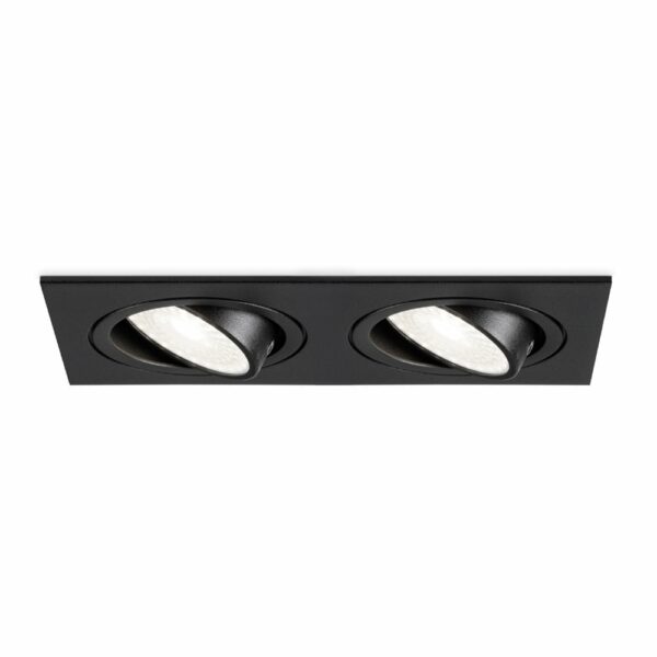 HOFTRONIC™ Mallorca dubbele LED inbouwspot vierkant – Kantelbaar – 6000K Daglicht wit – GU10 – 5 Watt – Rechthoekig – GU10 verwisselbare lichtbron – Plafondspot voor binnen – Zwart Bestellen via ledinbouwverlichting