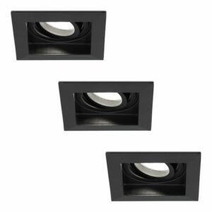 HOFTRONIC™ Set van 3 Fresno LED inbouwspots vierkant – Kantelbaar – 5W 400lm – GU10 6400K Daglicht wit Dimbaar – Zwart – IP20 Plafondspots voor binnen Bestellen via ledinbouwverlichting