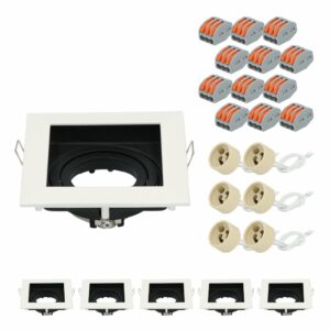 HOFTRONIC™ Set van 6 Altos LED inbouwspots – Kantelbaar armatuur – GU10 fitting – Vierkante inbouwspot voor binnen – Wit Bestellen via ledinbouwverlichting