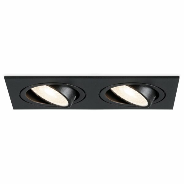 HOFTRONIC™ Mallorca dubbele LED inbouwspot – Kantelbaar – 4000K Neutraal wit – GU10 – 5 Watt – Rechthoekig – GU10 verwisselbare lichtbron – Plafondspot voor binnen – Zwart Bestellen via ledinbouwverlichting