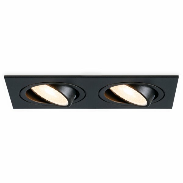 HOFTRONIC™ Mallorca dubbele LED inbouwspot – Kantelbaar – 2700K Warm wit – GU10 – 5 Watt – Rechthoekig – GU10 verwisselbare lichtbron – Plafondspot voor binnen – Zwart Bestellen via ledinbouwverlichting