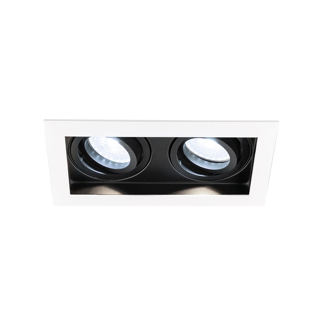 HOFTRONIC™ Durham Inbouwspot Dubbel Wit – GU10 5 Watt 400 lumen – 6000K daglicht wit – Kantelbaar – IP20 – Rechthoek Bestellen via ledinbouwverlichting