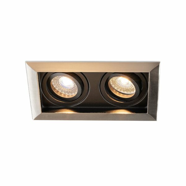 HOFTRONIC™ Durham Inbouwspot Dubbel RVS – GU10 5 Watt 400 lumen – 2700K Warm wit – Kantelbaar – IP20 – Rechthoek Bestellen via ledinbouwverlichting