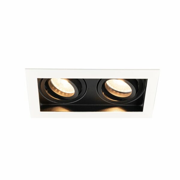 HOFTRONIC™ Durham Inbouwspot Dubbel Wit – GU10 5 Watt 400 lumen – 2700K Warm wit – Kantelbaar – IP20 – Rechthoek Bestellen via ledinbouwverlichting