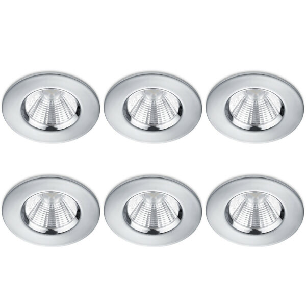 LED Spot 6 Pack – Inbouwspot – Trion Zagrona – 5W – Waterdicht IP65 – Dimbaar – Warm Wit 3000K – Glans Chroom – Aluminium – Rond Bestellen via ledinbouwverlichting