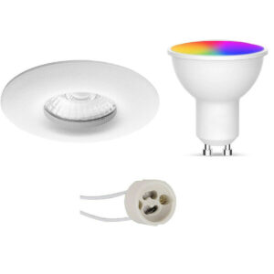 LED Spot Set GU10 – Facto – Smart LED – Wifi LED – Slimme LED – 5W – RGB+CCT – Aanpasbare Kleur – Dimbaar – Pragmi Luno Pro – Waterdicht IP65 – Inbouw Rond – Mat Wit – Ø82mm Bestellen via ledinbouwverlichting