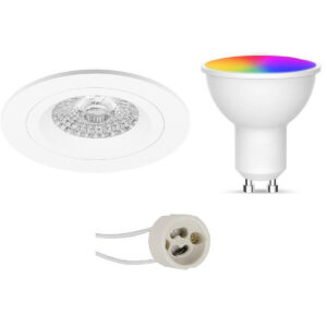 LED Spot Set GU10 – Facto – Smart LED – Wifi LED – Slimme LED – 5W – RGB+CCT – Aanpasbare Kleur – Dimbaar – Pragmi Rodos Pro – Inbouw Rond – Mat Wit – Ø93mm Bestellen via ledinbouwverlichting