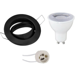 LED Spot Set – GU10 Fitting – Dimbaar – Inbouw Rond – Mat Zwart – 6W – Warm Wit 3000K – Kantelbaar Ø82mm Bestellen via ledinbouwverlichting