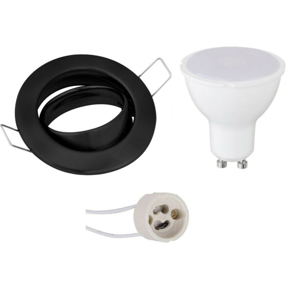 LED Spot Set – GU10 Fitting – Inbouw Rond – Mat Zwart – 4W – Warm Wit 3000K – Kantelbaar Ø82mm Bestellen via ledinbouwverlichting