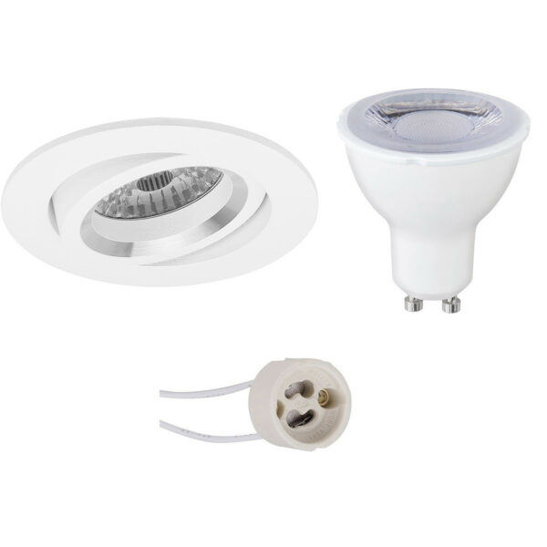 LED Spot Set – Pragmi Aerony Pro – GU10 Fitting – Dimbaar – Inbouw Rond – Mat Wit – 6W – Warm Wit 3000K – Kantelbaar – Ø82mm Bestellen via ledinbouwverlichting