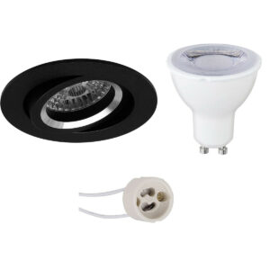 LED Spot Set – Pragmi Aerony Pro – GU10 Fitting – Dimbaar – Inbouw Rond – Mat Zwart – 6W – Warm Wit 3000K – Kantelbaar – Ø82mm Bestellen via ledinbouwverlichting