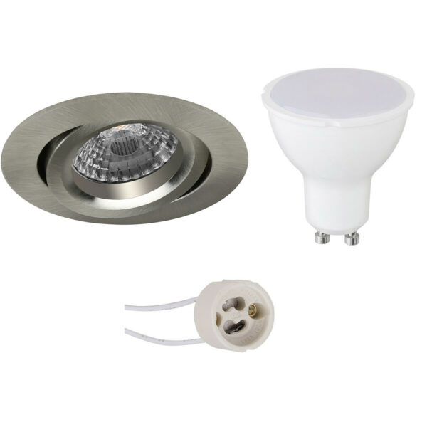 LED Spot Set – Pragmi Aerony Pro – GU10 Fitting – Inbouw Rond – Mat Nikkel – 4W – Warm Wit 3000K – Kantelbaar – Ø82mm Bestellen via ledinbouwverlichting