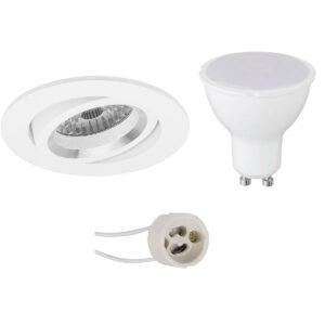 LED Spot Set – Pragmi Aerony Pro – GU10 Fitting – Inbouw Rond – Mat Wit – 4W – Warm Wit 3000K – Kantelbaar – Ø82mm Bestellen via ledinbouwverlichting