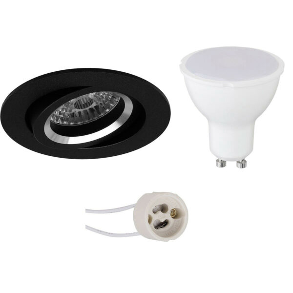 LED Spot Set – Pragmi Aerony Pro – GU10 Fitting – Inbouw Rond – Mat Zwart – 4W – Warm Wit 3000K – Kantelbaar – Ø82mm Bestellen via ledinbouwverlichting