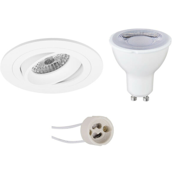 LED Spot Set – Pragmi Alpin Pro – GU10 Fitting – Dimbaar – Inbouw Rond – Mat Wit – 6W – Warm Wit 3000K – Kantelbaar Ø92mm Bestellen via ledinbouwverlichting