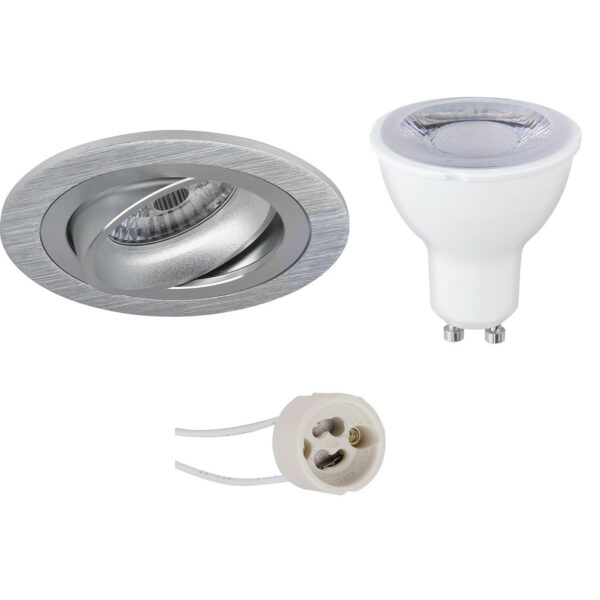 LED Spot Set – Pragmi Alpin Pro – GU10 Fitting – Dimbaar – Inbouw Rond – Mat Zilver – 6W – Warm Wit 3000K – Kantelbaar Ø92mm Bestellen via ledinbouwverlichting