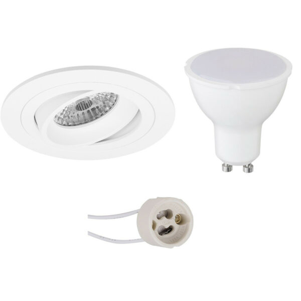 LED Spot Set – Pragmi Alpin Pro – GU10 Fitting – Inbouw Rond – Mat Wit – 4W – Warm Wit 3000K – Kantelbaar Ø92mm Bestellen via ledinbouwverlichting