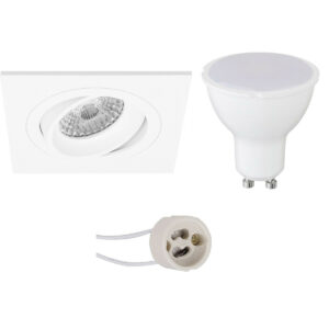 LED Spot Set – Pragmi Borny Pro – GU10 Fitting – Dimbaar – Inbouw Vierkant – Mat Wit – 6W – Helder/Koud Wit 6400K – Kantelbaar – 92mm Bestellen via ledinbouwverlichting