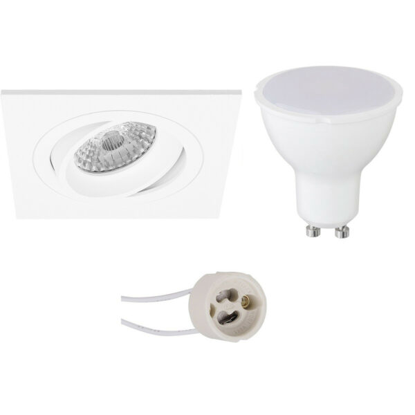 LED Spot Set – Aigi – Pragmi Borny Pro – GU10 Fitting – Inbouw Vierkant – Mat Wit – 6W – Helder/Koud Wit 6400K – Kantelbaar – 92mm Bestellen via ledinbouwverlichting