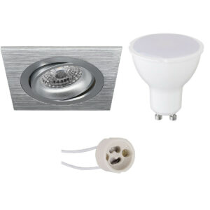 LED Spot Set – Pragmi Borny Pro – GU10 Fitting – Dimbaar – Inbouw Vierkant – Mat Zilver – 6W – Helder/Koud Wit 6400K – Kantelbaar – 92mm Bestellen via ledinbouwverlichting