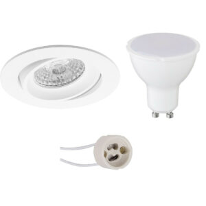 LED Spot Set – Pragmi Delton Pro – GU10 Fitting – Inbouw Rond – Mat Wit – 4W – Warm Wit 3000K – Kantelbaar – Ø82mm Bestellen via ledinbouwverlichting