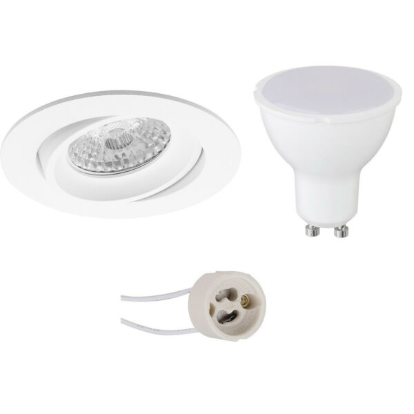 LED Spot Set – Pragmi Delton Pro – GU10 Fitting – Inbouw Rond – Mat Wit – 6W – Natuurlijk Wit 4200K – Kantelbaar – Ø82mm Bestellen via ledinbouwverlichting