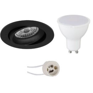 LED Spot Set – Pragmi Delton Pro – GU10 Fitting – Inbouw Rond – Mat Zwart – 4W – Natuurlijk Wit 4200K – Kantelbaar – Ø82mm Bestellen via ledinbouwverlichting