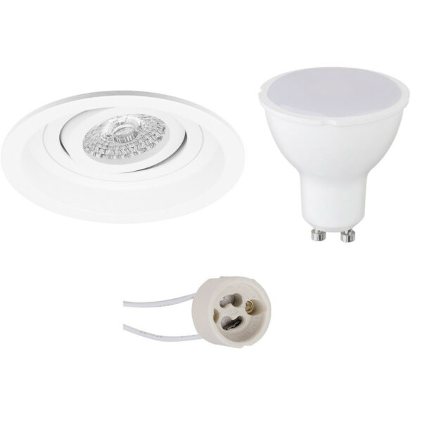 LED Spot Set – Pragmi Domy Pro – GU10 Fitting – Inbouw Rond – Mat Wit – 4W – Warm Wit 3000K – Verdiept – Kantelbaar – Ø105mm Bestellen via ledinbouwverlichting