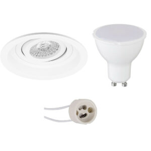 LED Spot Set – Pragmi Domy Pro – GU10 Fitting – Inbouw Rond – Mat Wit – 4W – Helder/Koud Wit 6400K – Verdiept – Kantelbaar – Ø105mm Bestellen via ledinbouwverlichting