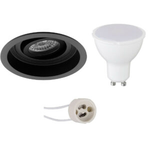 LED Spot Set – Pragmi Domy Pro – GU10 Fitting – Dimbaar – Inbouw Rond – Mat Zwart – 6W – Helder/Koud Wit 6400K – Verdiept – Kantelbaar – Ø105mm Bestellen via ledinbouwverlichting