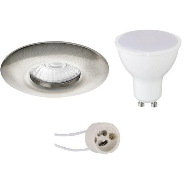 LED Spot Set – Pragmi Luno Pro – Waterdicht IP65 – GU10 Fitting – Inbouw Rond – Mat Nikkel – 4W – Warm Wit 3000K – Ø82mm Bestellen via ledinbouwverlichting