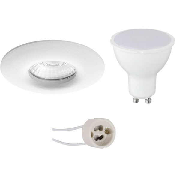 LED Spot Set – Pragmi Luno Pro – Waterdicht IP65 – GU10 Fitting – Inbouw Rond – Mat Wit – 4W – Natuurlijk Wit 4200K – Ø82mm Bestellen via ledinbouwverlichting