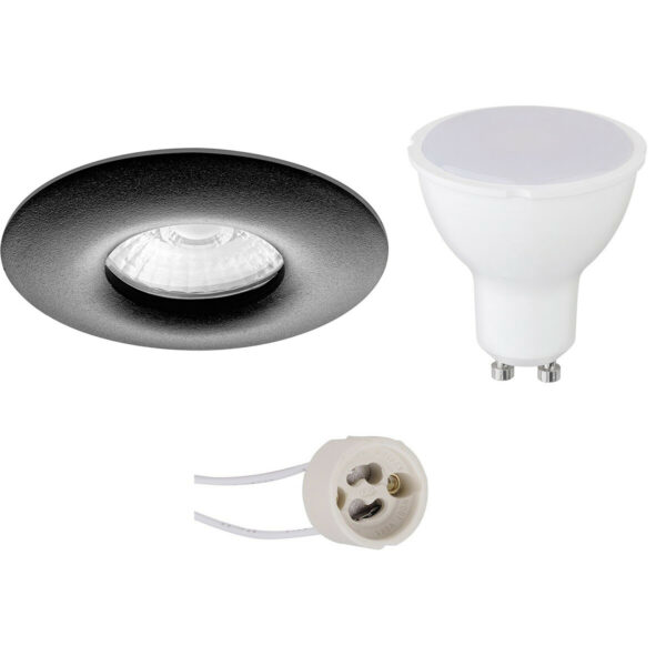 LED Spot Set – Pragmi Luno Pro – Waterdicht IP65 – GU10 Fitting – Inbouw Rond – Mat Zwart – 4W – Helder/Koud Wit 6400K – Ø82mm Bestellen via ledinbouwverlichting