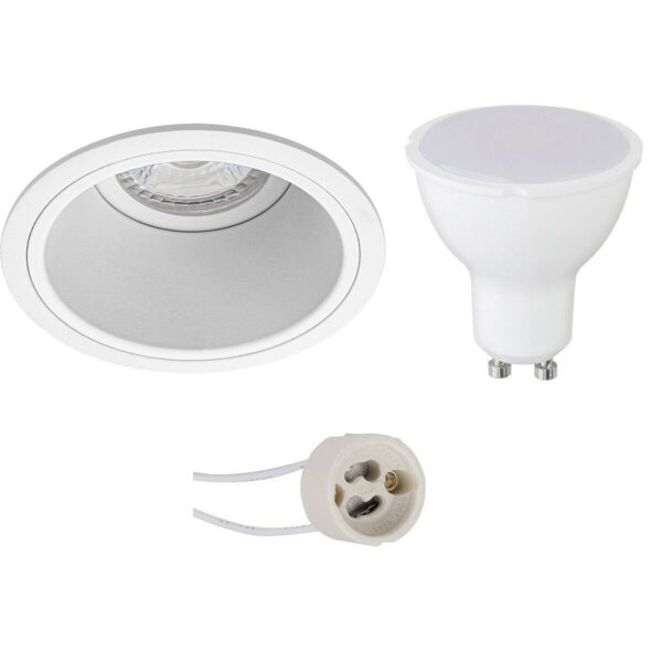 LED Spot Set – Pragmi Minko Pro – GU10 Fitting – Dimbaar – Inbouw Rond – Mat Wit – 6W – Helder/Koud Wit 6400K – Verdiept – Ø90mm Bestellen via ledinbouwverlichting