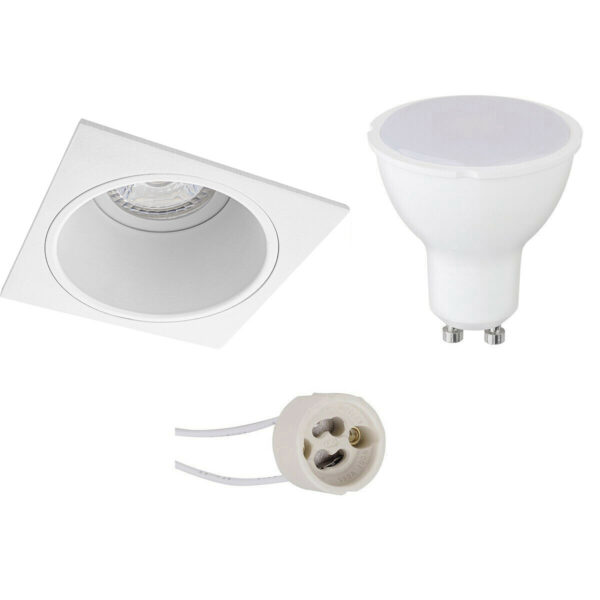 LED Spot Set – Pragmi Minko Pro – GU10 Fitting – Inbouw Vierkant – Mat Wit – 4W – Warm Wit 3000K – Verdiept – 90mm Bestellen via ledinbouwverlichting