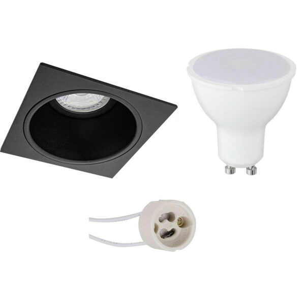 LED Spot Set – Pragmi Minko Pro – GU10 Fitting – Inbouw Vierkant – Mat Zwart – 4W – Warm Wit 3000K – Verdiept – 90mm Bestellen via ledinbouwverlichting