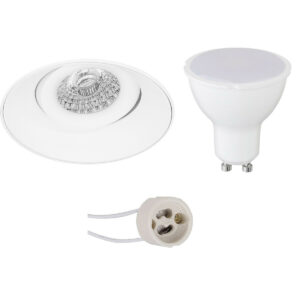 LED Spot Set – Pragmi Nivas Pro – GU10 Fitting – Inbouw Rond – Mat Wit – 4W – Warm Wit 3000K – Trimless – Kantelbaar – Ø150mm Bestellen via ledinbouwverlichting