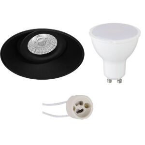 LED Spot Set – Pragmi Nivas Pro – GU10 Fitting – Dimbaar – Inbouw Rond – Mat Zwart – 6W – Helder/Koud Wit 6400K – Trimless – Kantelbaar – Ø150mm Bestellen via ledinbouwverlichting