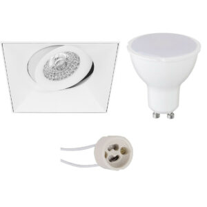 LED Spot Set – Pragmi Nivas Pro – GU10 Fitting – Dimbaar – Inbouw Vierkant – Mat Wit – 6W – Helder/Koud Wit 6400K – Trimless – Kantelbaar – 150mm Bestellen via ledinbouwverlichting