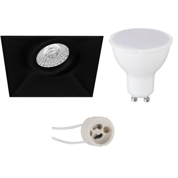 LED Spot Set – Aigi – Pragmi Nivas Pro – GU10 Fitting – Inbouw Vierkant – Mat Zwart – 6W – Helder/Koud Wit 6400K – Trimless – Kantelbaar – 150mm Bestellen via ledinbouwverlichting