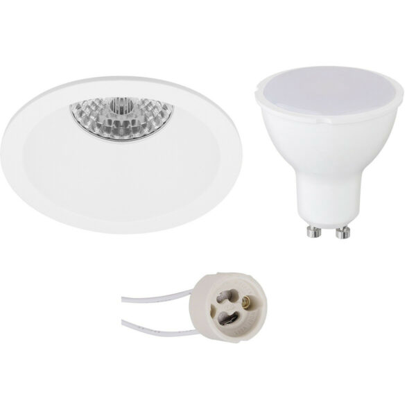 LED Spot Set – Pragmi Pollon Pro – GU10 Fitting – Inbouw Rond – Mat Wit – 4W – Warm Wit 3000K – Verdiept – Ø82mm Bestellen via ledinbouwverlichting