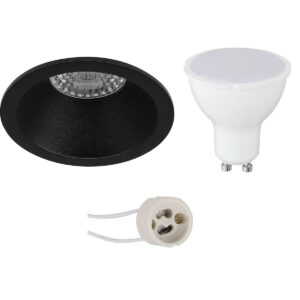 LED Spot Set – Pragmi Pollon Pro – GU10 Fitting – Inbouw Rond – Mat Zwart – 4W – Warm Wit 3000K – Verdiept – Ø82mm Bestellen via ledinbouwverlichting