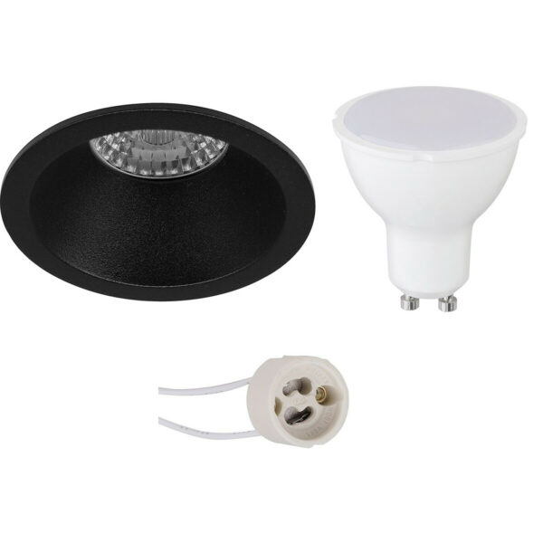 LED Spot Set – Pragmi Pollon Pro – GU10 Fitting – Dimbaar – Inbouw Rond – Mat Zwart – 6W – Helder/Koud Wit 6400K – Verdiept – Ø82mm Bestellen via ledinbouwverlichting