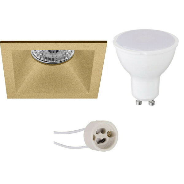 LED Spot Set – Pragmi Pollon Pro – GU10 Fitting – Dimbaar – Inbouw Vierkant – Mat Goud – 6W – Natuurlijk Wit 4200K – Verdiept – 82mm Bestellen via ledinbouwverlichting