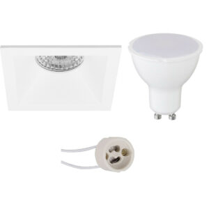 LED Spot Set – Pragmi Pollon Pro – GU10 Fitting – Dimbaar – Inbouw Vierkant – Mat Wit – 6W – Helder/Koud Wit 6400K – Verdiept – 82mm Bestellen via ledinbouwverlichting