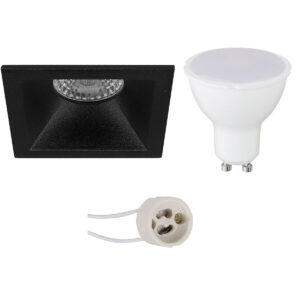 LED Spot Set – Pragmi Pollon Pro – GU10 Fitting – Inbouw Vierkant – Mat Zwart – 4W – Warm Wit 3000K – Verdiept – 82mm Bestellen via ledinbouwverlichting