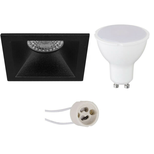 LED Spot Set – Pragmi Pollon Pro – GU10 Fitting – Inbouw Vierkant – Mat Zwart – 4W – Warm Wit 3000K – Verdiept – 82mm Bestellen via ledinbouwverlichting