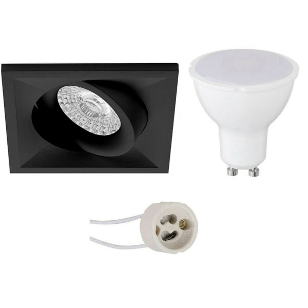 LED Spot Set – Pragmi Qiundo Pro – GU10 Fitting – Inbouw Vierkant – Mat Zwart – 4W – Natuurlijk Wit 4200K – Kantelbaar – 80mm Bestellen via ledinbouwverlichting