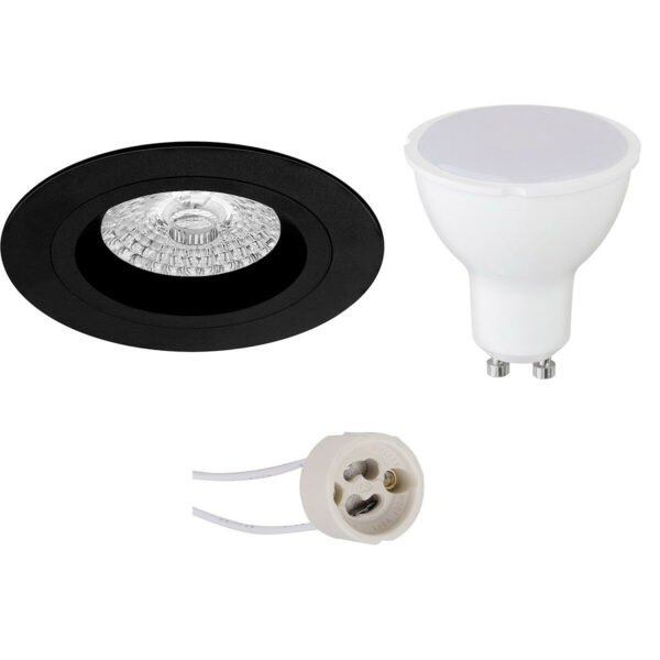 LED Spot Set – Pragmi Rodos Pro – GU10 Fitting – Inbouw Rond – Mat Zwart – 6W – Natuurlijk Wit 4200K – Ø93mm Bestellen via ledinbouwverlichting