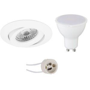 LED Spot Set – Pragmi Uranio Pro – GU10 Fitting – Inbouw Rond – Mat Wit – 4W – Warm Wit 3000K – Kantelbaar – Ø82mm Bestellen via ledinbouwverlichting